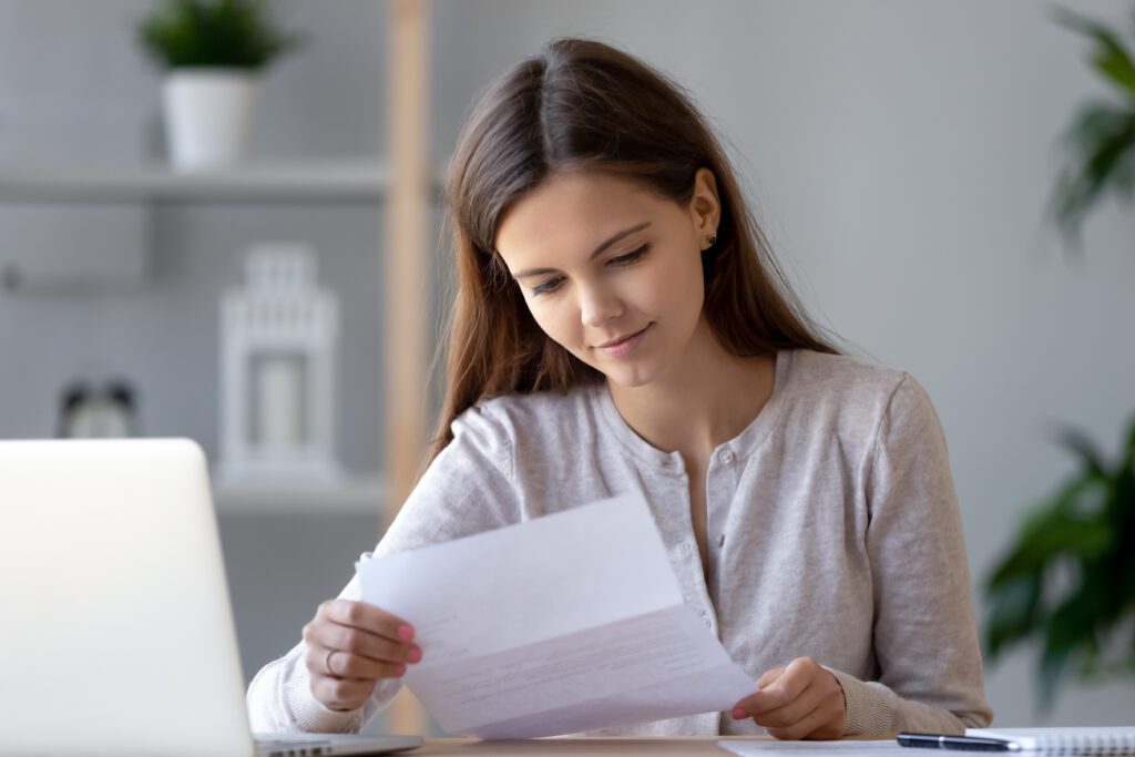woman with paper
